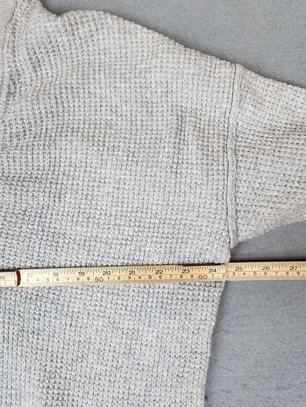 Aerie Light Gray Hooded Knit Sweater V Neck Oversized Womens Small - Picture 6 of 9